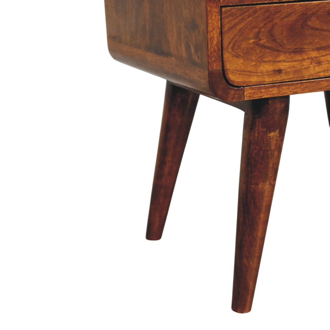 Brown Lacquered Light Oak Solid Mango Wood Newton Wall-Mounted Bedside Table with Open Shelf