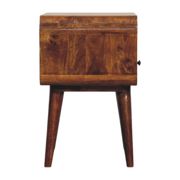Brown Lacquered Light Oak Solid Mango Wood Newton Wall-Mounted Bedside Table with Open Shelf