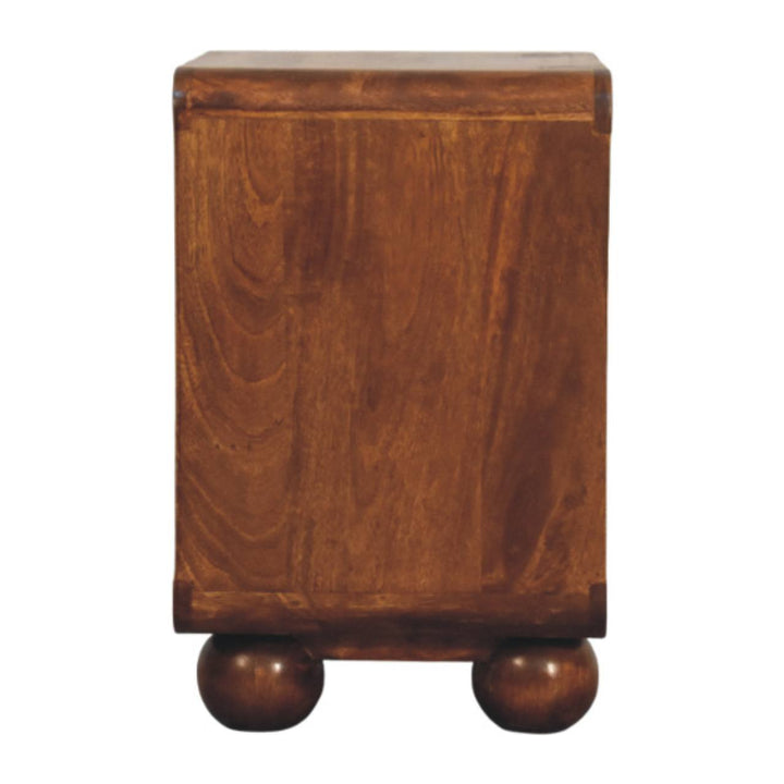 Brown Lacquered Toasted Almond Solid Mango Wood Larissa 2-Drawer Bedside with Curved Legs