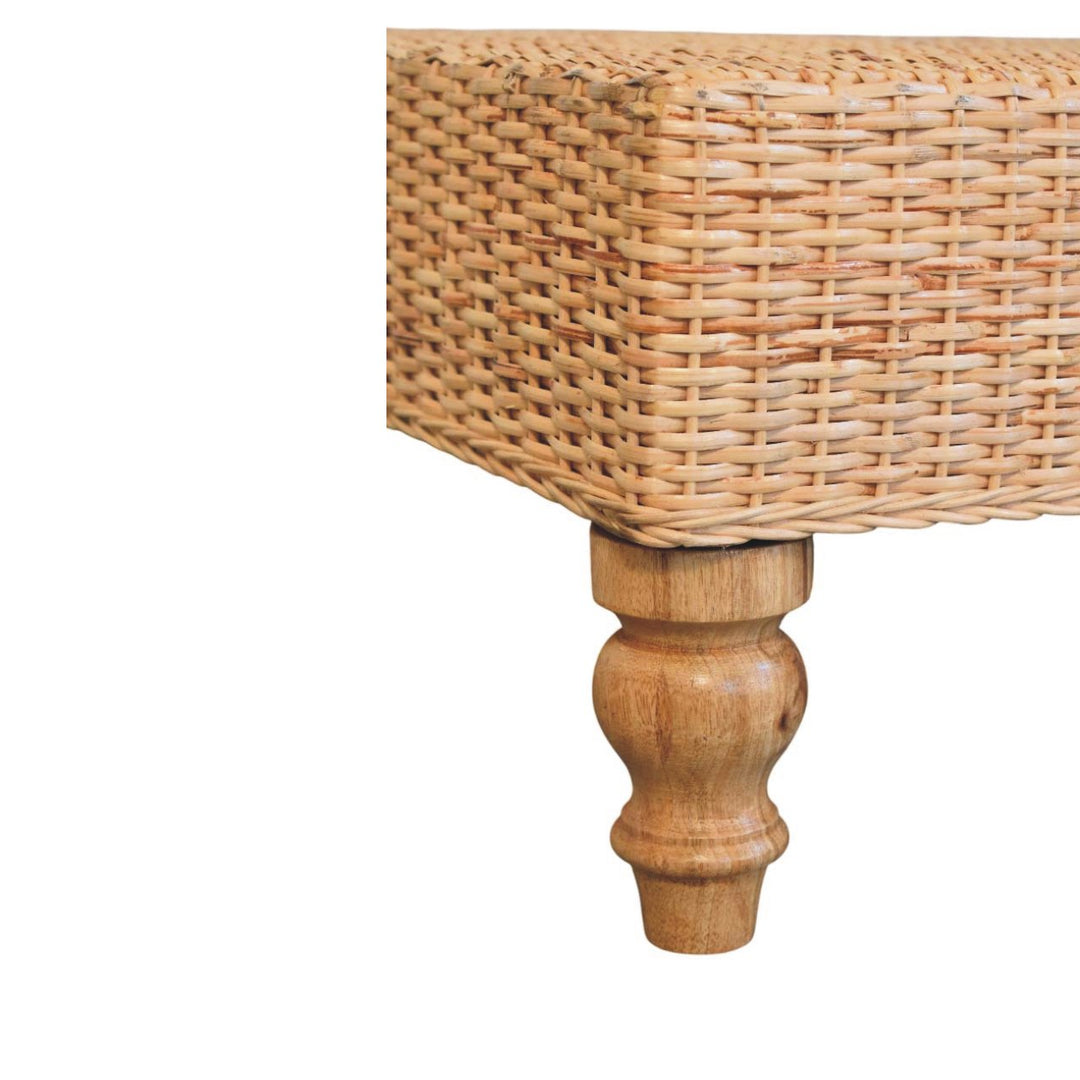 Brown Matt Solid Mango Wood Regency Woven Coffee Table with Handwoven Top & Turned Legs