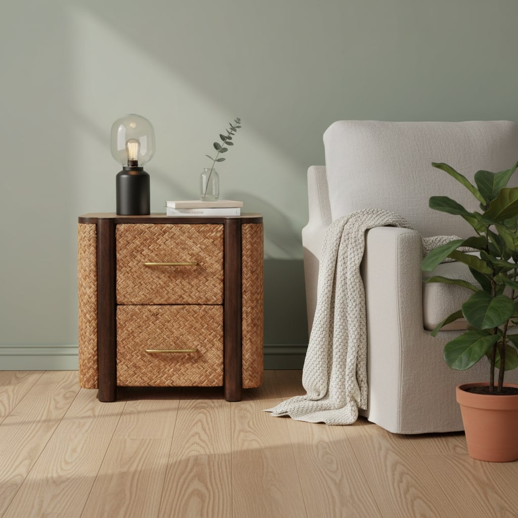 Brown Lacquered Chestnut Solid Mango Wood Havana Slim Chest with Rounded Corners