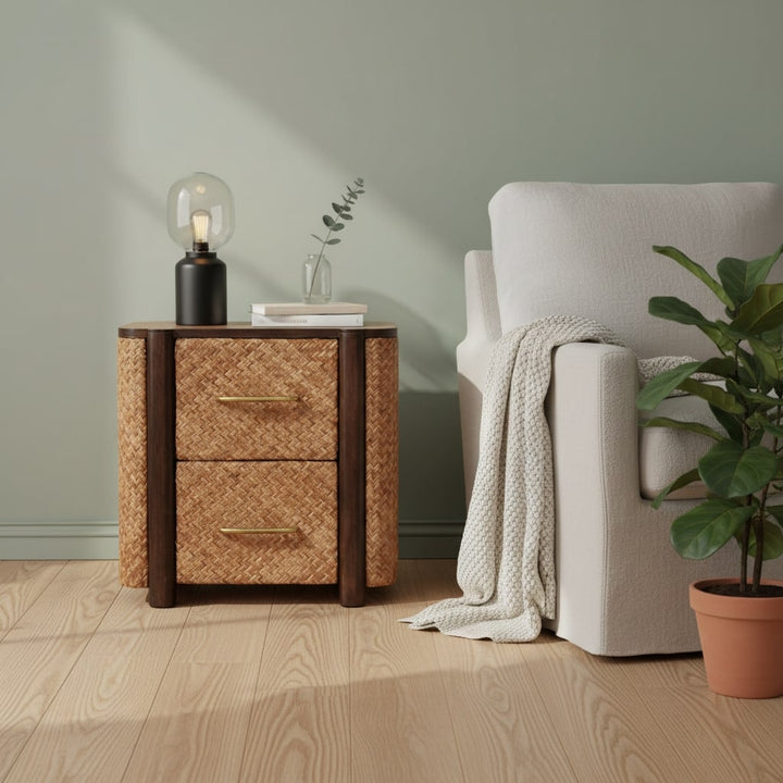Brown Lacquered Chestnut Solid Mango Wood Havana Slim Chest with Rounded Corners
