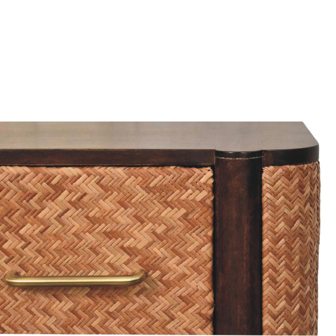 Brown Lacquered Chestnut Solid Mango Wood Havana Slim Chest with Rounded Corners