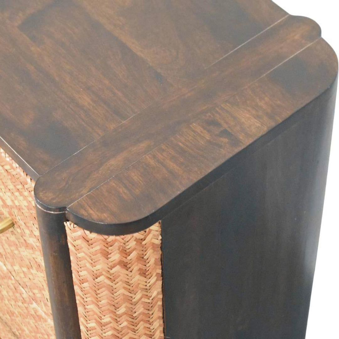 Brown Lacquered Chestnut Solid Mango Wood Havana Slim Chest with Rounded Corners