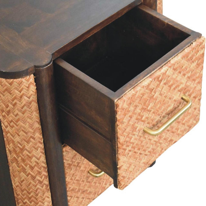 Brown Lacquered Chestnut Solid Mango Wood Havana Slim Chest with Rounded Corners