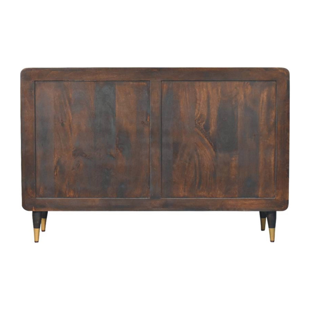 Chocolate Brown Lacquered Solid Mango Wood Valenza 6-Drawer Chest in Oak with Lift-Top