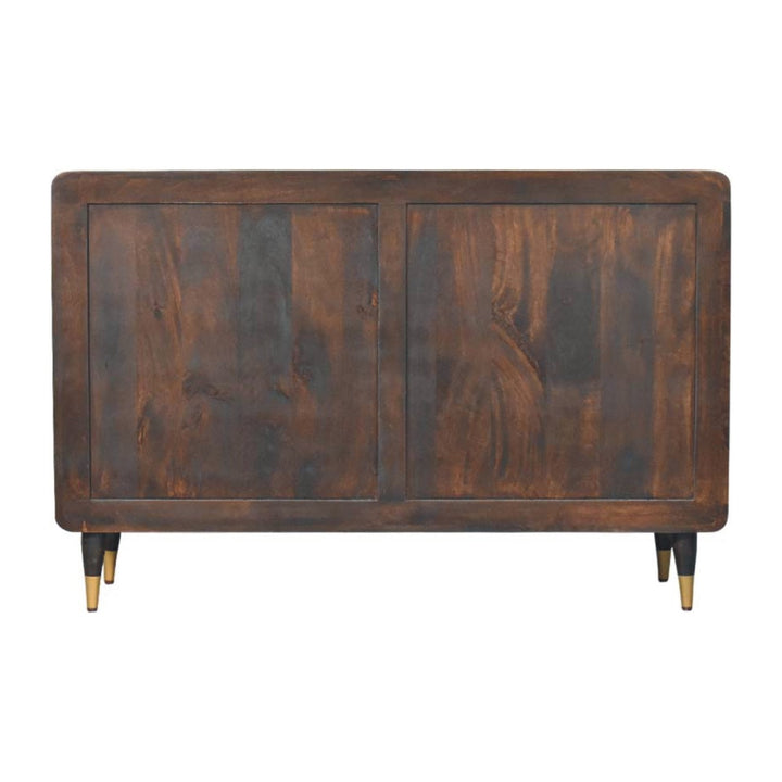 Chocolate Brown Lacquered Solid Mango Wood Valenza 6-Drawer Chest in Oak with Lift-Top