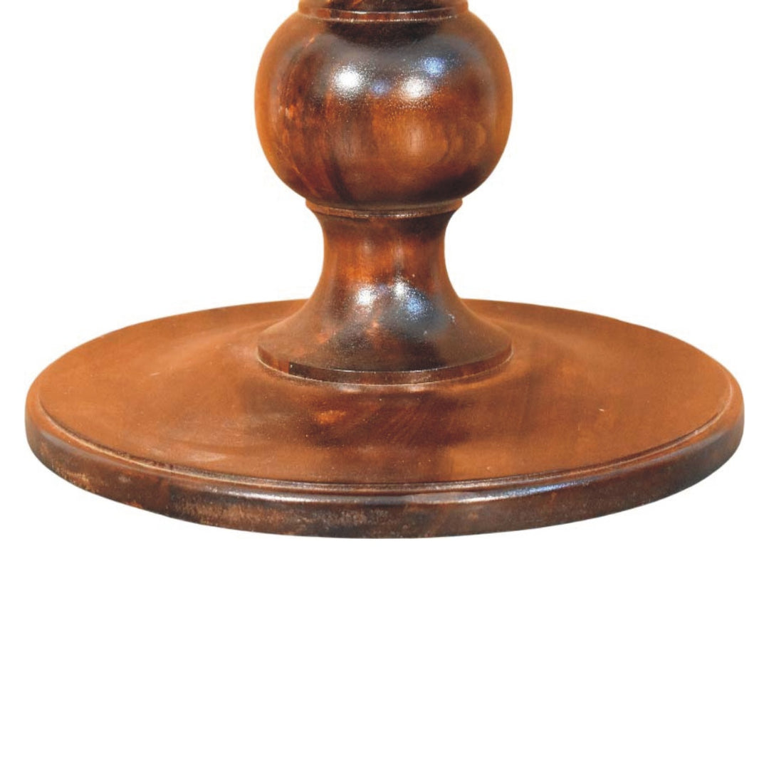 Chocolate Brown Lacquered Chestnut Solid Mango Wood Bellmont Side Table with Marble Top