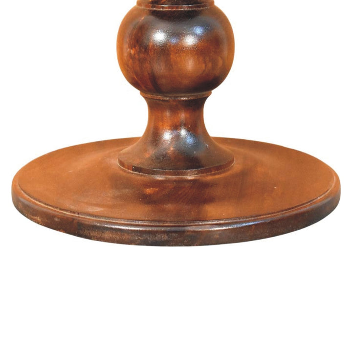 Chocolate Brown Lacquered Chestnut Solid Mango Wood Bellmont Side Table with Marble Top