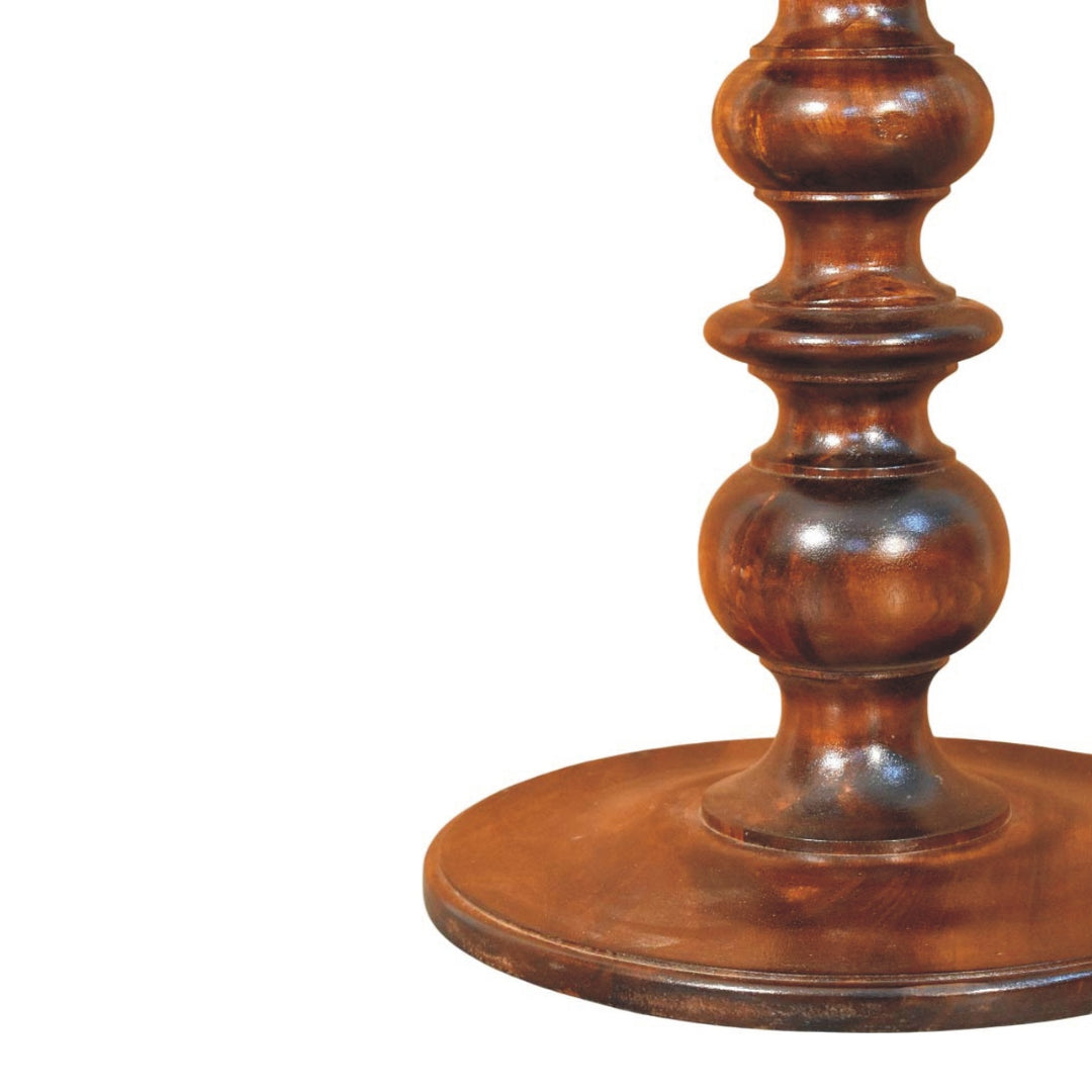 Chocolate Brown Lacquered Chestnut Solid Mango Wood Bellmont Side Table with Marble Top