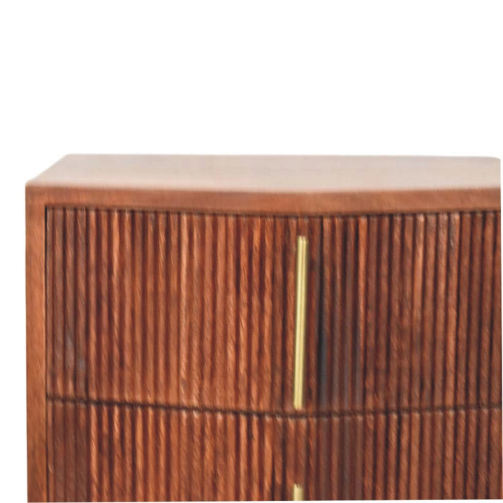Brown Lacquered Amber Oak Solid Mango Wood Harper Bedside with Spindle Turned Legs