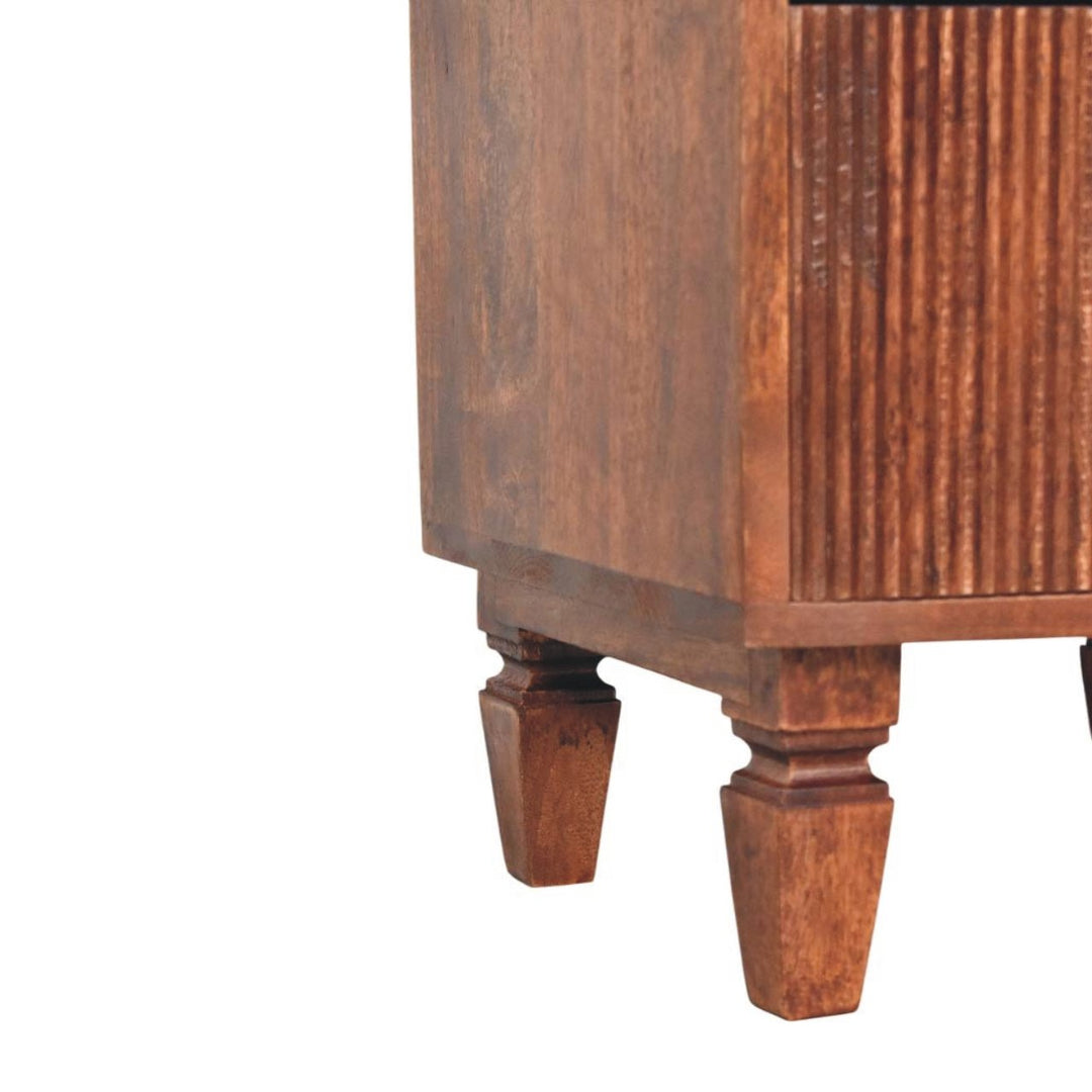 Brown Lacquered Amber Oak Solid Mango Wood Harper Bedside with Spindle Turned Legs