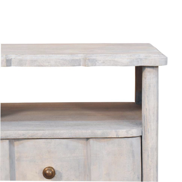 Brown Light Grey Washed Solid Mango Wood Luciun 2-Drawer Bedside with Spherical Feet