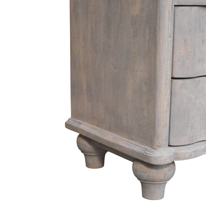 Brown Light Grey Washed Solid Mango Wood Luciun 2-Drawer Bedside with Spherical Feet