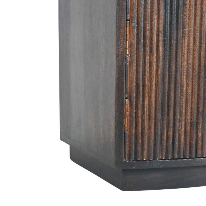 Brown Velvet Solid Mango Wood Milan Bedside with 1 Drawer, 2 Doors & Amber Oak Finish