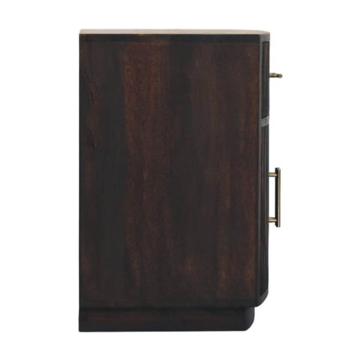 Brown Velvet Solid Mango Wood Milan Bedside with 1 Drawer, 2 Doors & Amber Oak Finish
