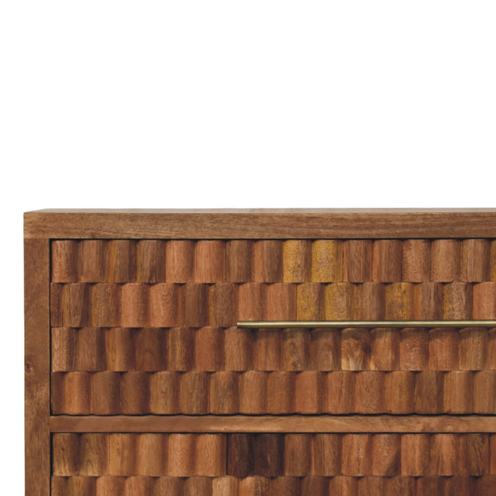 Brown Lacquered Golden Teak Solid Mango Wood Arno 3-Drawer Chest of Drawers