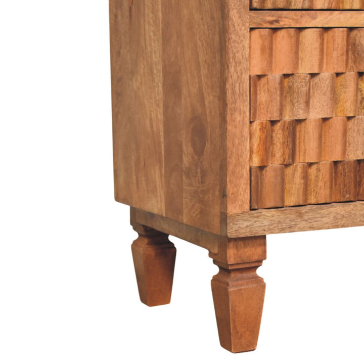 Brown Lacquered Golden Teak Solid Mango Wood Arno 3-Drawer Chest of Drawers