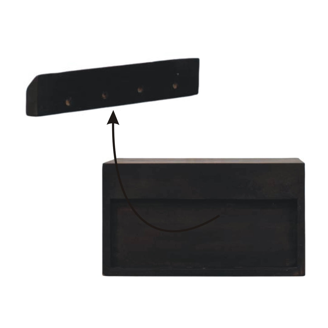 Chocolate Brown Velvet Solid Mango Wood Arno Wall-Mounted Bedside with Cube Drawer Fronts