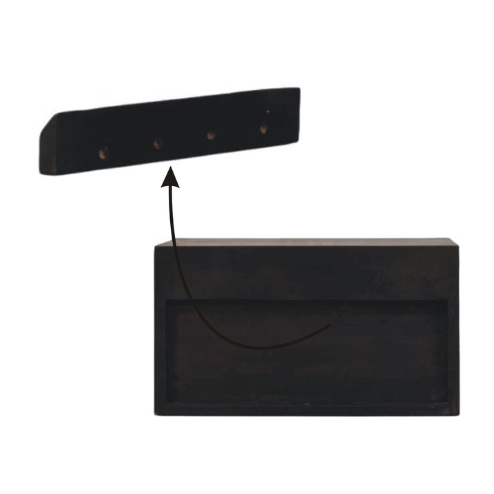 Chocolate Brown Velvet Solid Mango Wood Arno Wall-Mounted Bedside with Cube Drawer Fronts
