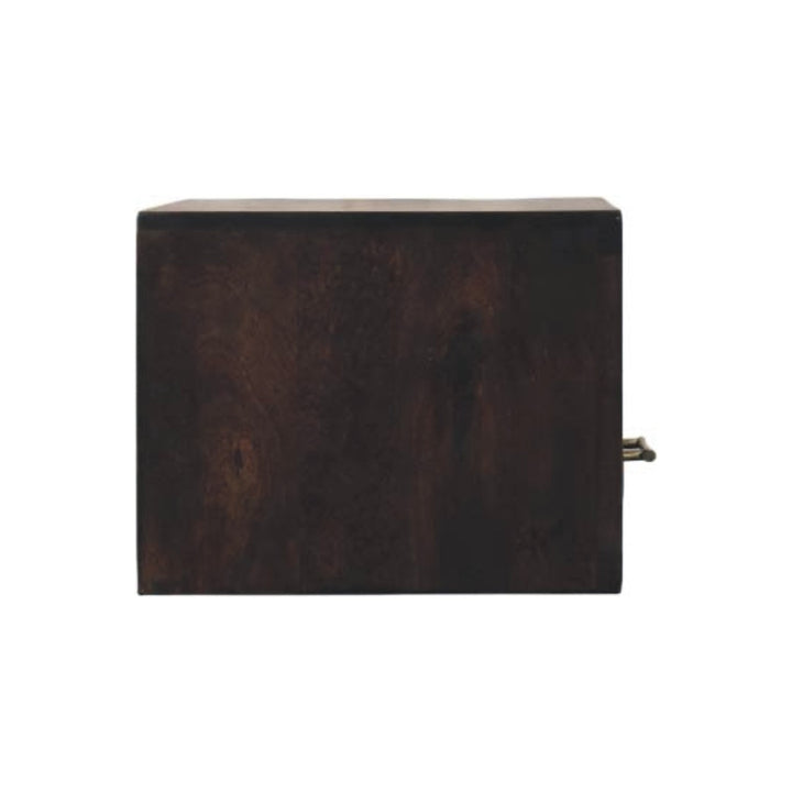 Chocolate Brown Velvet Solid Mango Wood Arno Wall-Mounted Bedside with Cube Drawer Fronts