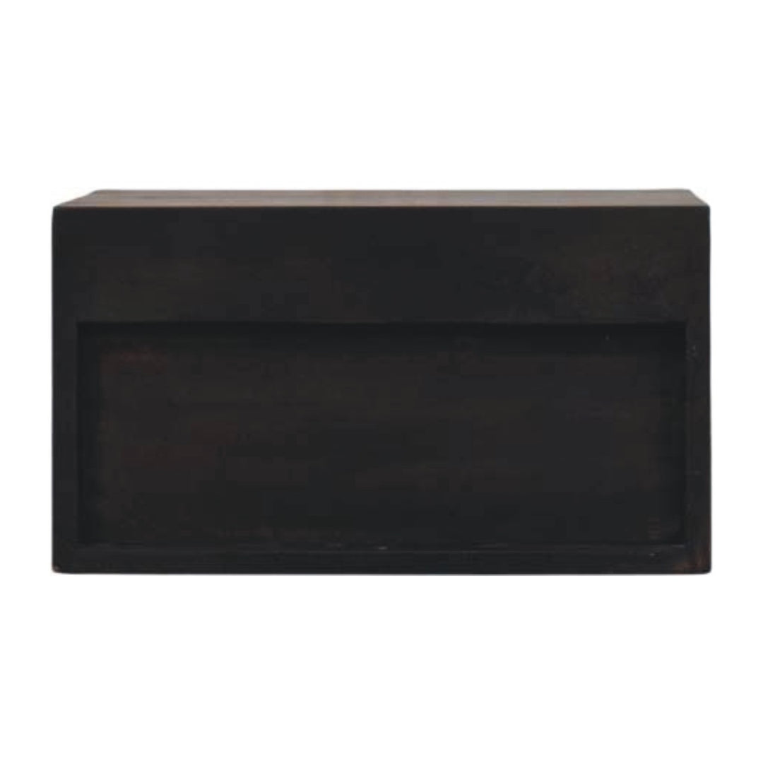 Chocolate Brown Velvet Solid Mango Wood Arno Wall-Mounted Bedside with Cube Drawer Fronts
