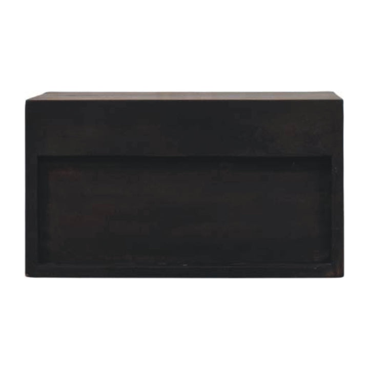 Chocolate Brown Velvet Solid Mango Wood Arno Wall-Mounted Bedside with Cube Drawer Fronts