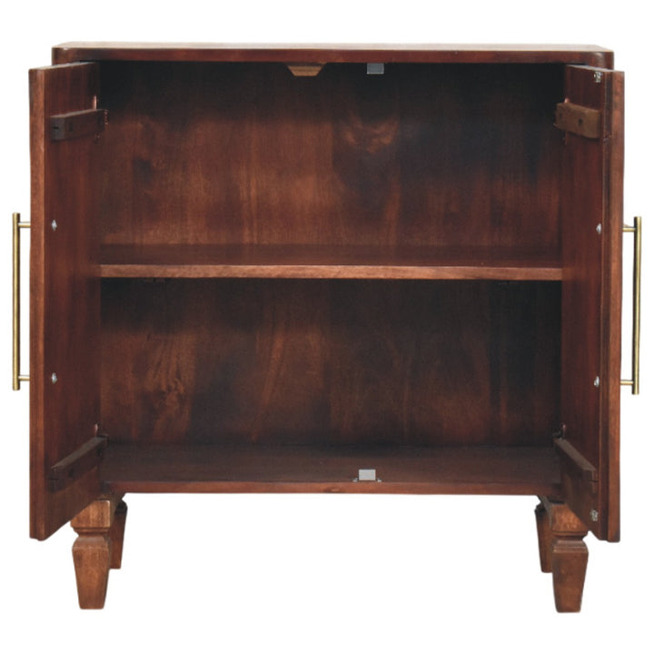 Chocolate Brown Lacquered Winewood Oak Solid Mango Wood Cavallo Wardrobe with Fluted Detailing