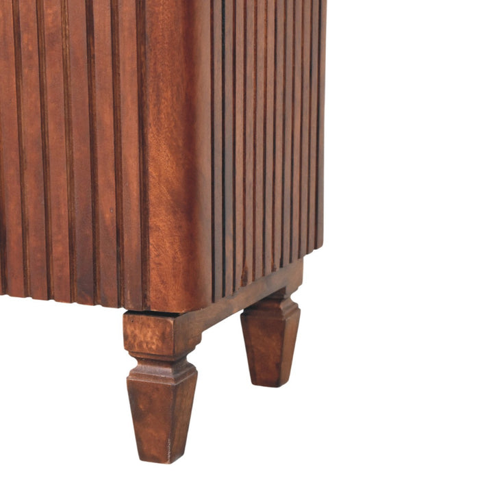 Chocolate Brown Lacquered Winewood Oak Solid Mango Wood Cavallo Wardrobe with Fluted Detailing