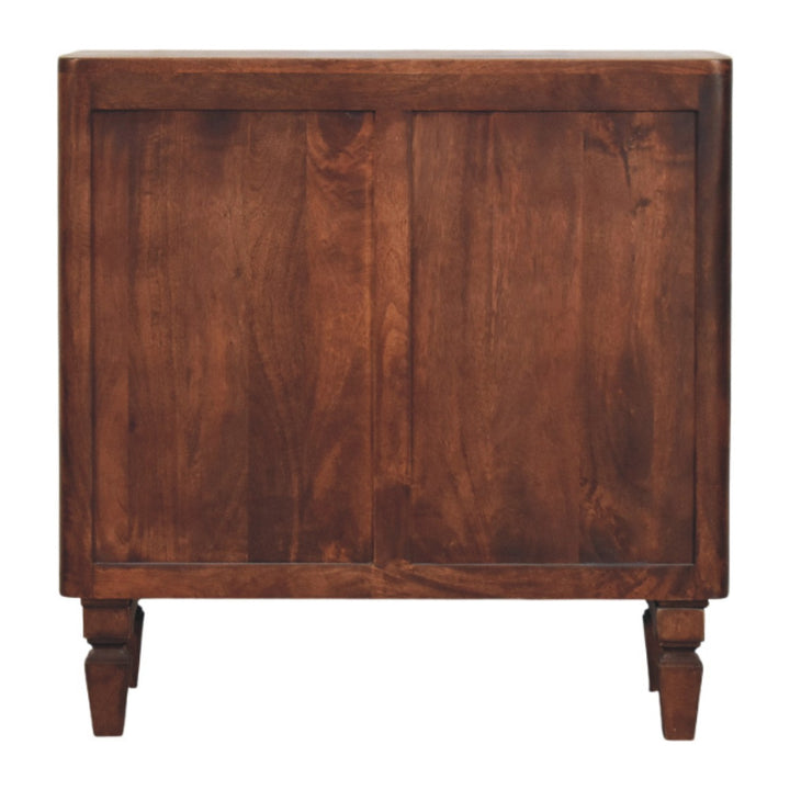 Chocolate Brown Lacquered Winewood Oak Solid Mango Wood Cavallo Wardrobe with Fluted Detailing
