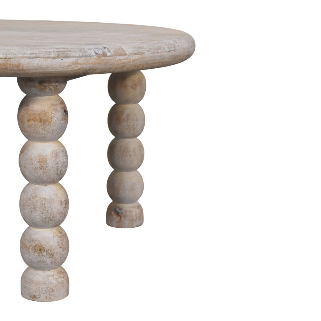 Brown Lacquered Salted Oak Solid Mango Wood Spindle Coffee Table with Rounded Edges