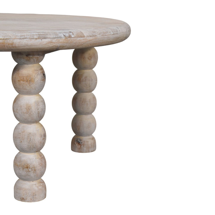 Brown Lacquered Salted Oak Solid Mango Wood Spindle Coffee Table with Rounded Edges