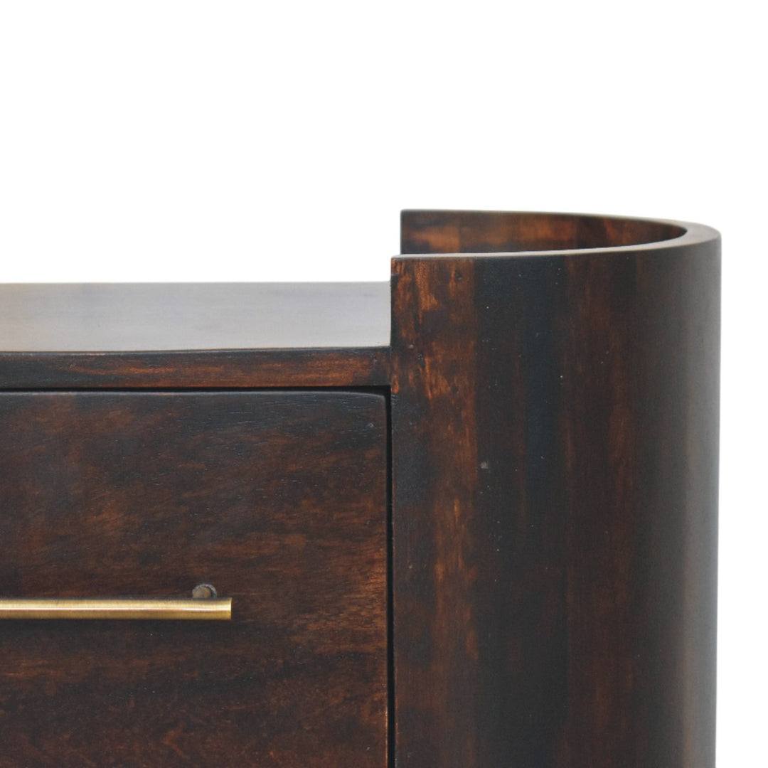 Chocolate Brown Velvet Solid Mango Wood Valencia 2-Drawer Bedside with T-Handles