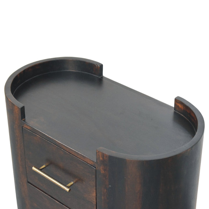 Chocolate Brown Velvet Solid Mango Wood Valencia 2-Drawer Bedside with T-Handles