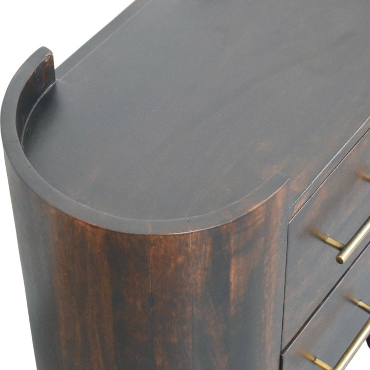 Chocolate Brown Velvet Solid Mango Wood Valencia 2-Drawer Bedside with T-Handles