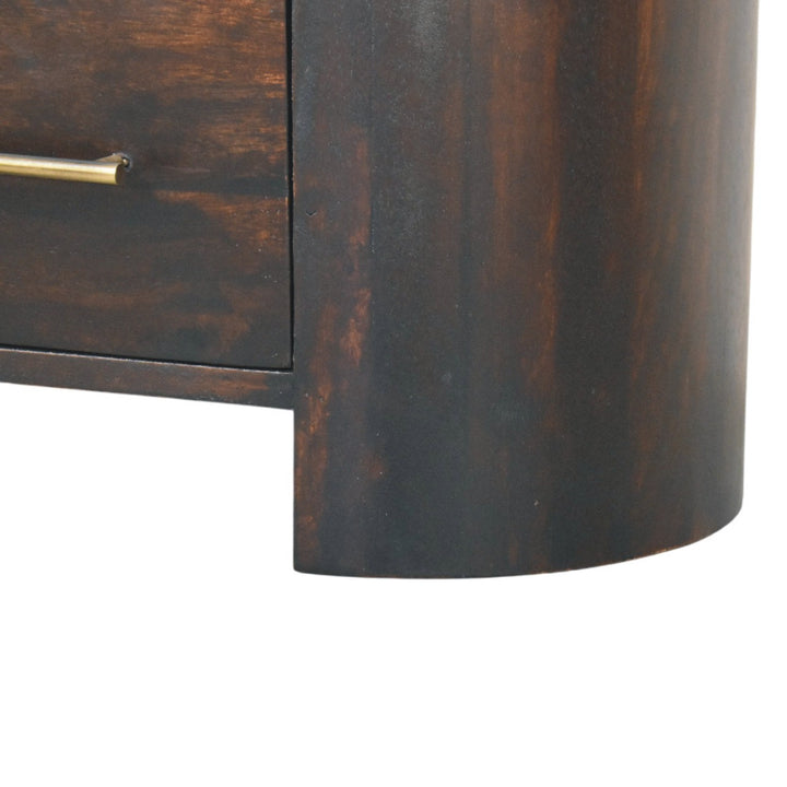 Chocolate Brown Velvet Solid Mango Wood Valencia 2-Drawer Bedside with T-Handles