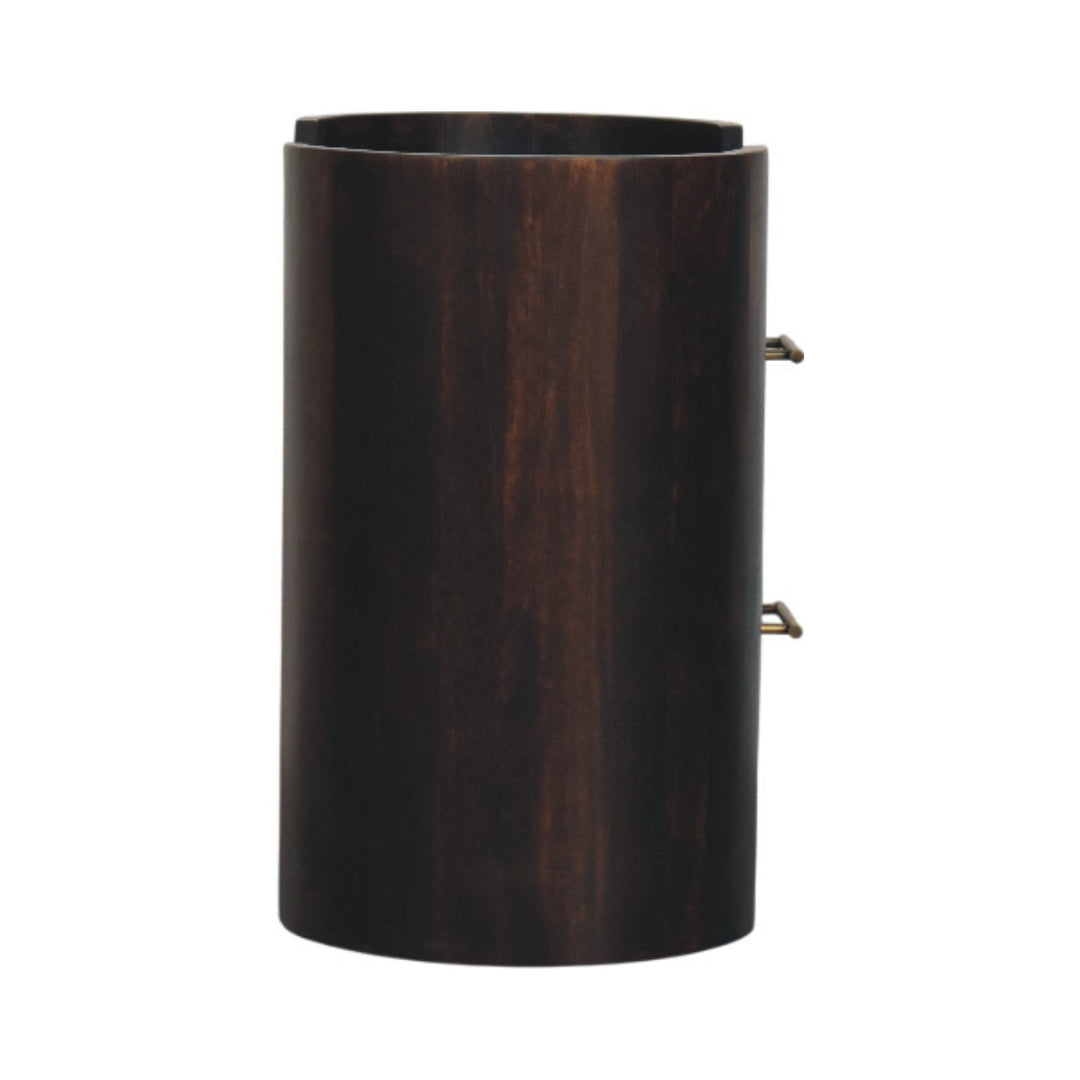 Chocolate Brown Velvet Solid Mango Wood Valencia 2-Drawer Bedside with T-Handles