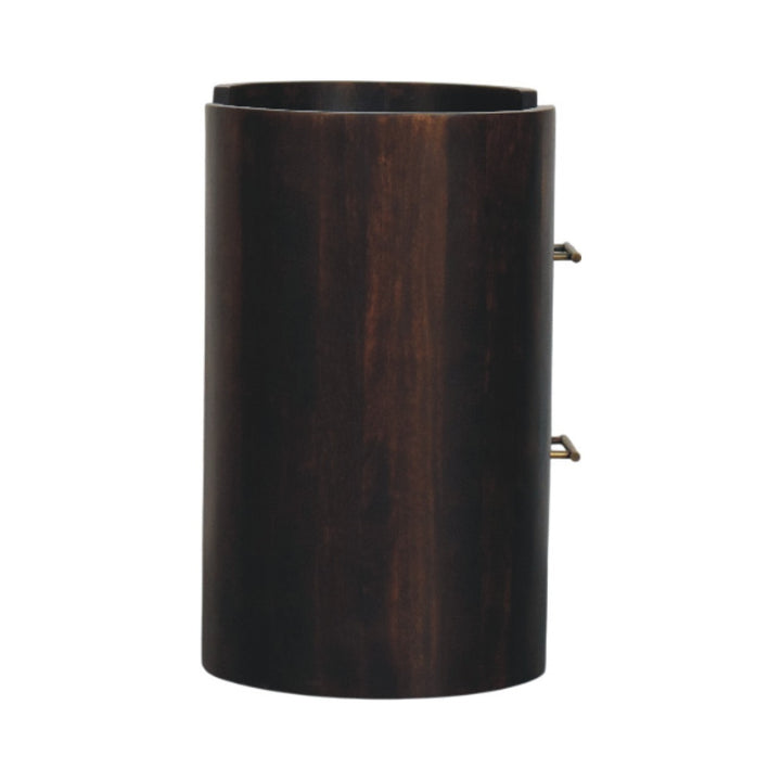 Chocolate Brown Velvet Solid Mango Wood Valencia 2-Drawer Bedside with T-Handles