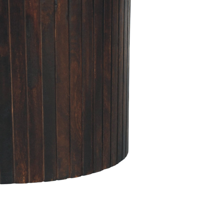 Brown Velvet Solid Mango Wood Verona Marble Coffee Table with Clover Silhouette & Fluted Sides