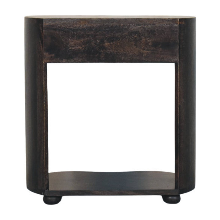 Brown Lacquered Wine Wood Oak Solid Mango Wood Regency Chestnut Bedside with Fluted Drawer & Brass Knob