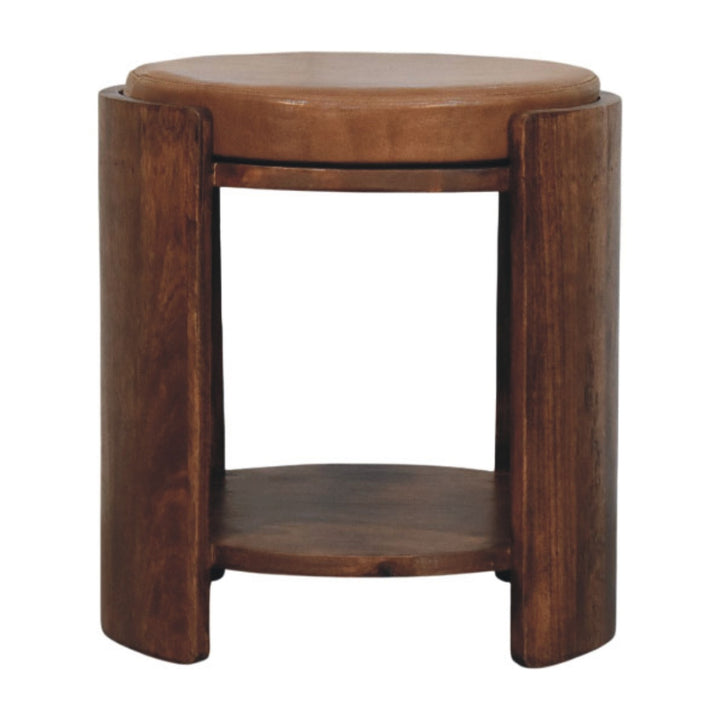 Brown Velvet Solid Mango Wood Verona Marble Coffee Table with Clover Silhouette & Fluted Sides