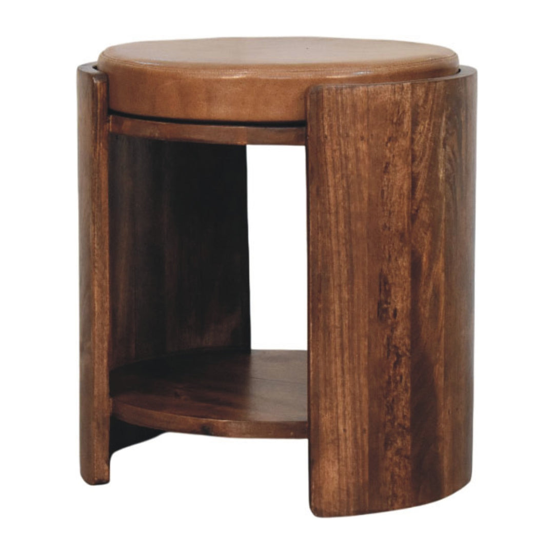 Brown Velvet Solid Mango Wood Verona Marble Coffee Table with Clover Silhouette & Fluted Sides