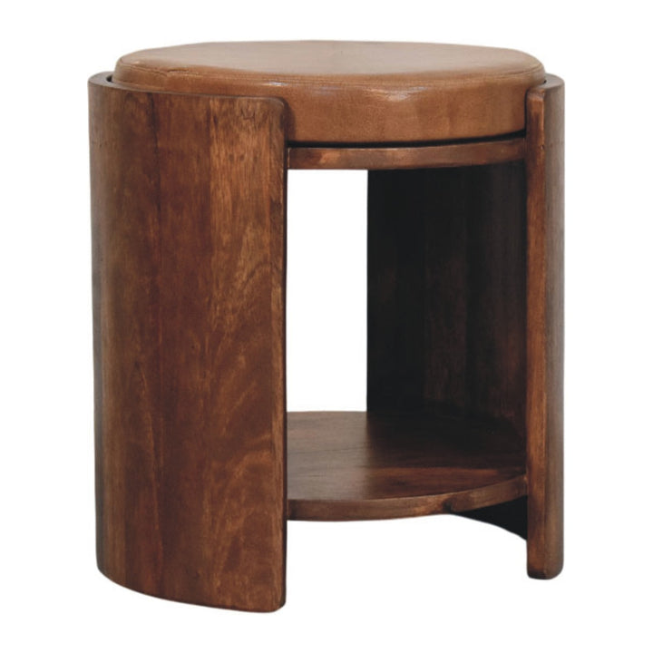 Brown Velvet Solid Mango Wood Verona Marble Coffee Table with Clover Silhouette & Fluted Sides