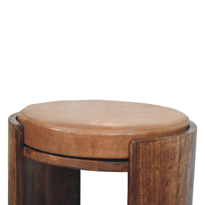 Brown Velvet Solid Mango Wood Verona Marble Coffee Table with Clover Silhouette & Fluted Sides