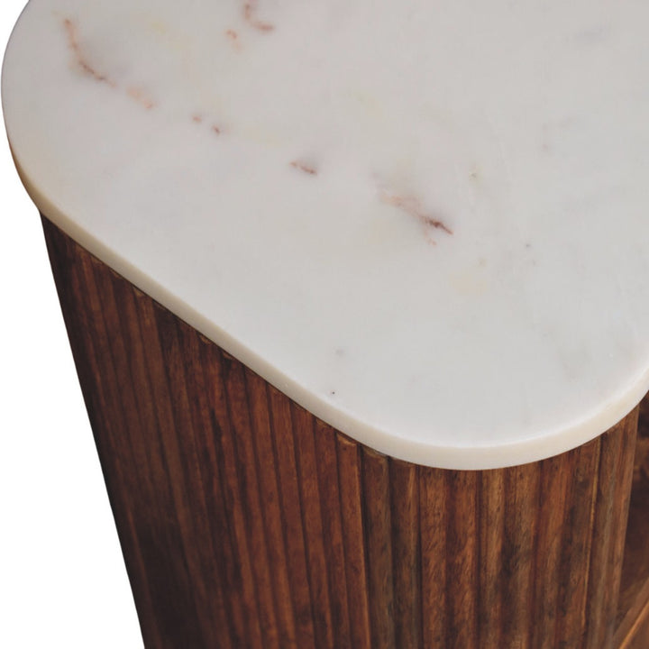 Brown Lacquered Acid Wash Solid Mango Wood Beaumont Bedside with Panel Front