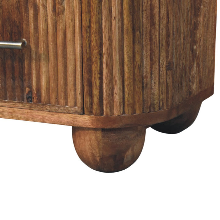 Brown Lacquered Acid Wash Solid Mango Wood Beaumont Bedside with Panel Front