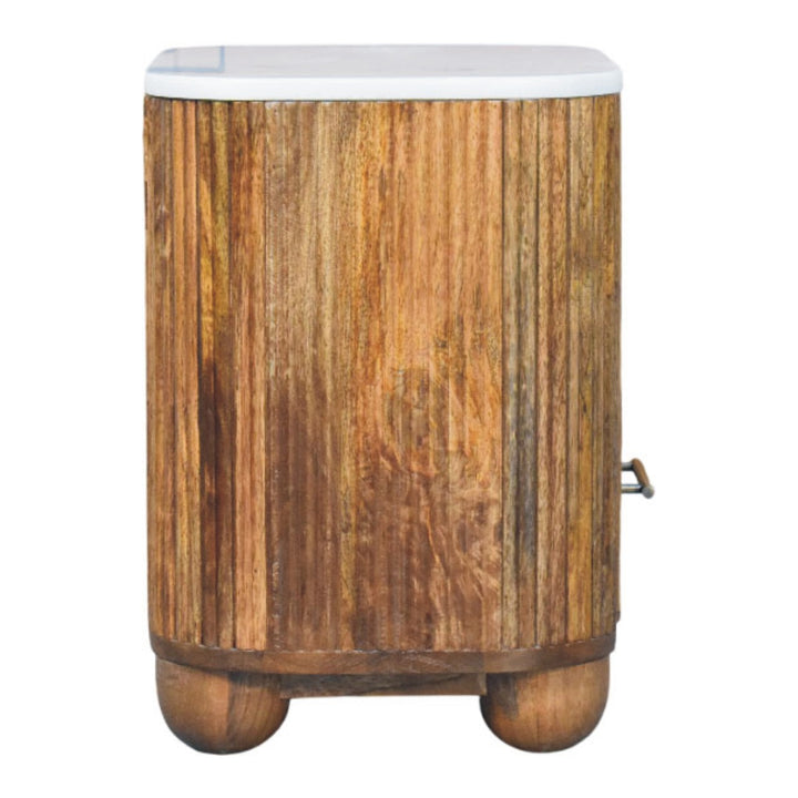 Brown Lacquered Acid Wash Solid Mango Wood Beaumont Bedside with Panel Front