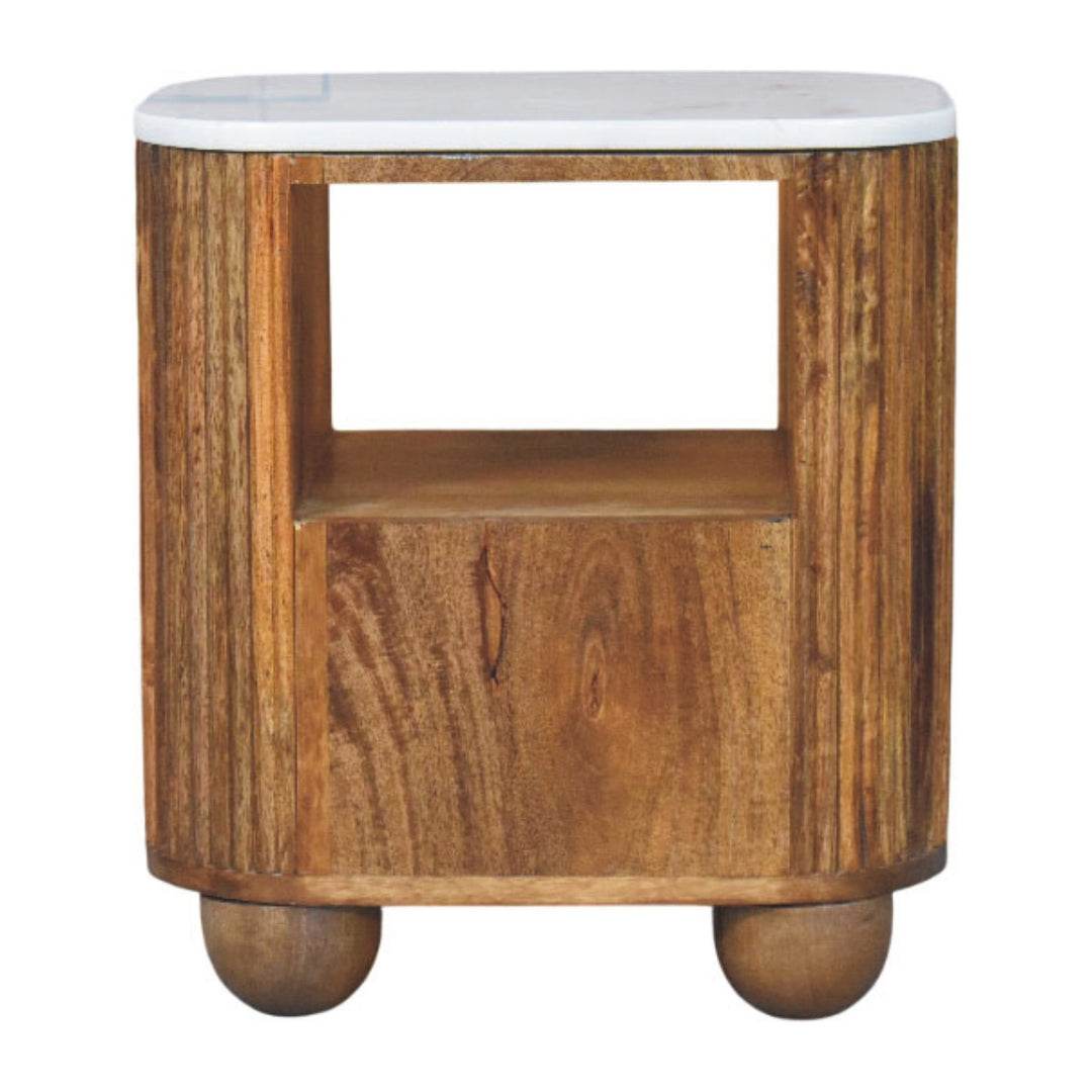 Brown Lacquered Acid Wash Solid Mango Wood Beaumont Bedside with Panel Front