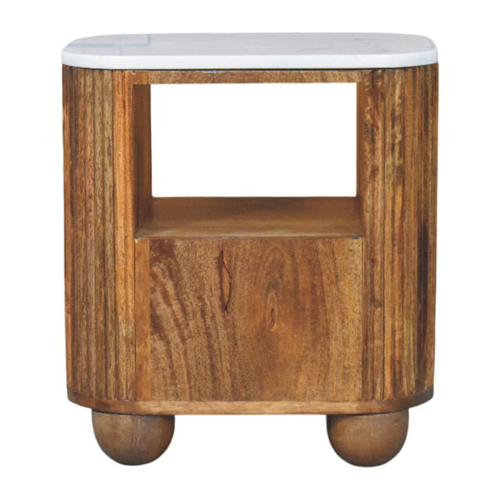 Brown Lacquered Acid Wash Solid Mango Wood Beaumont Bedside with Panel Front