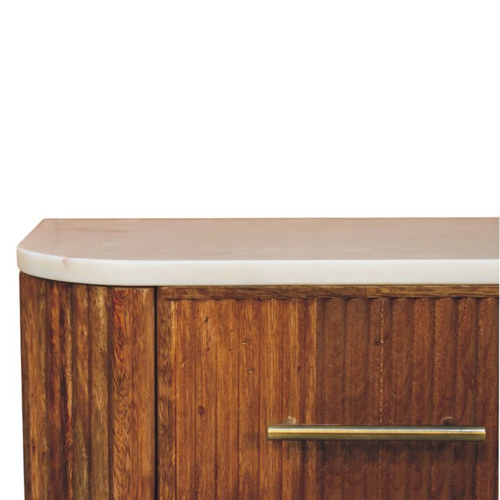 Brown Lacquered Velvet Mocha Solid Mango Wood Beaumont Wall-Mounted Bedside with Fluted Detail